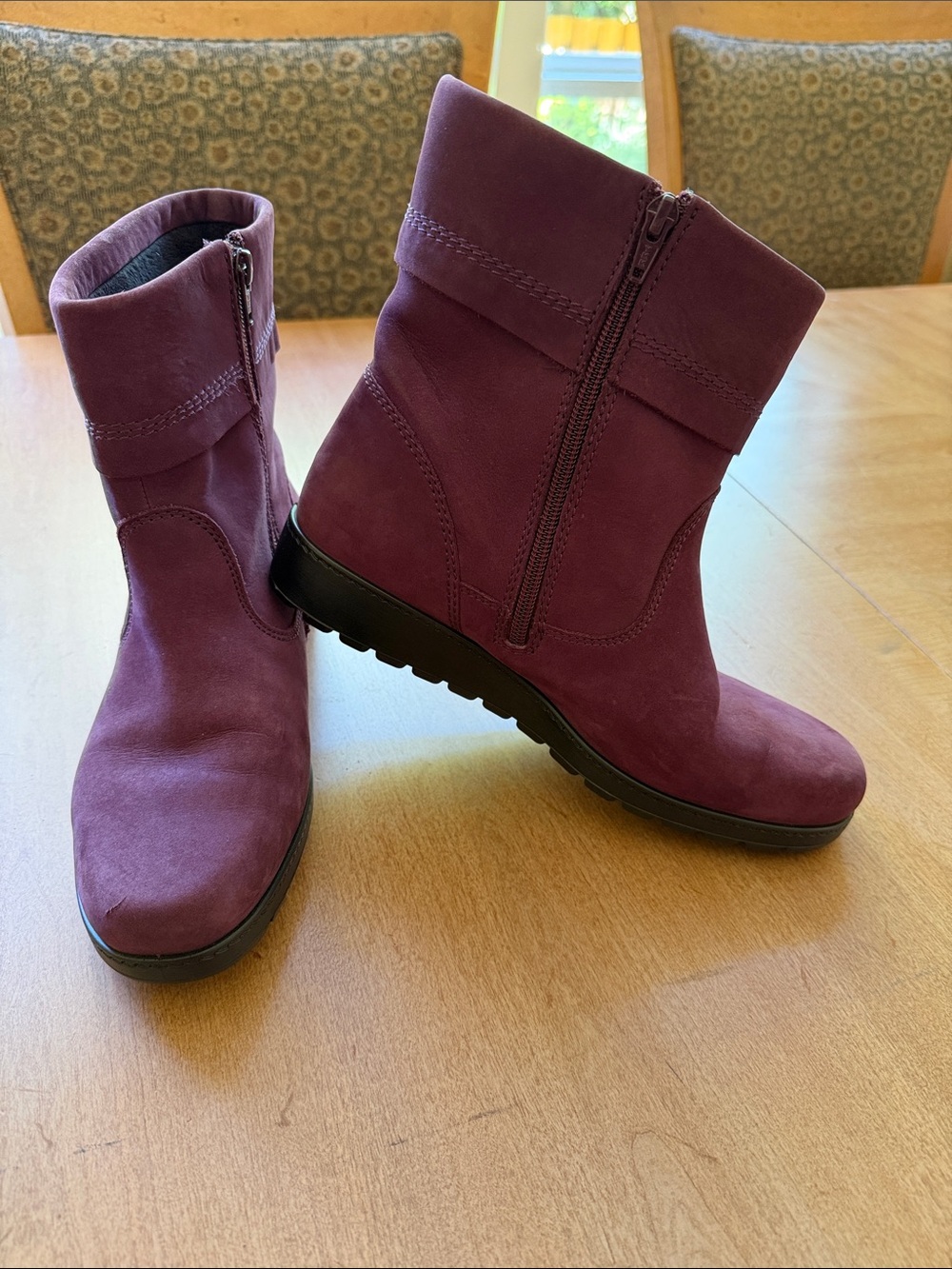 hotter Plum Suede Mid-Calf Zip Booties